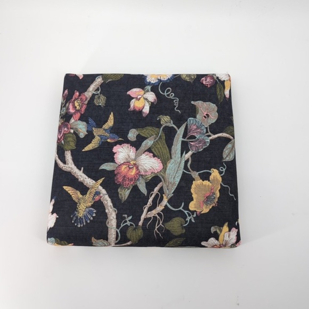 Home Reflections Floral Printed Foldable Square Storage Ottoman Seat Hummingbird - Picture 3 of 5